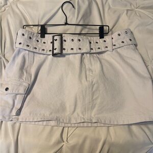 Princess Polly White Mini Skirt with Belt